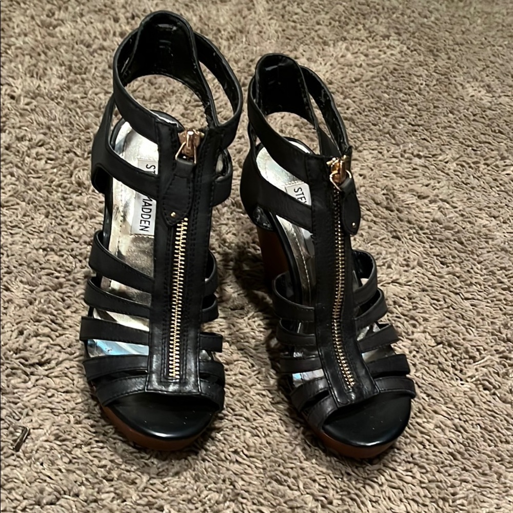 Steve Madden Black Strappy Heels